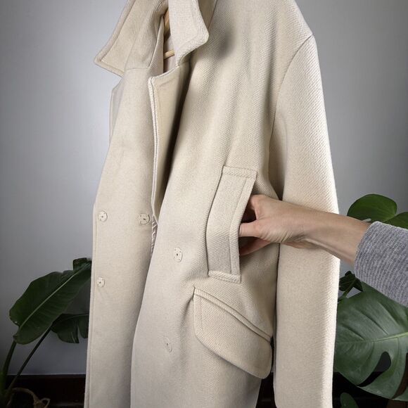 Zara Woman Vanilla Cream Long Double Breasted Overcoat - Picture 11 of 16